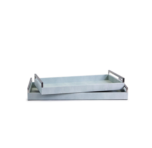 Set of 2 Iced blue faux tray