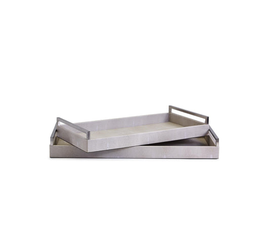 Set of 2 Faux Shagreen Tray