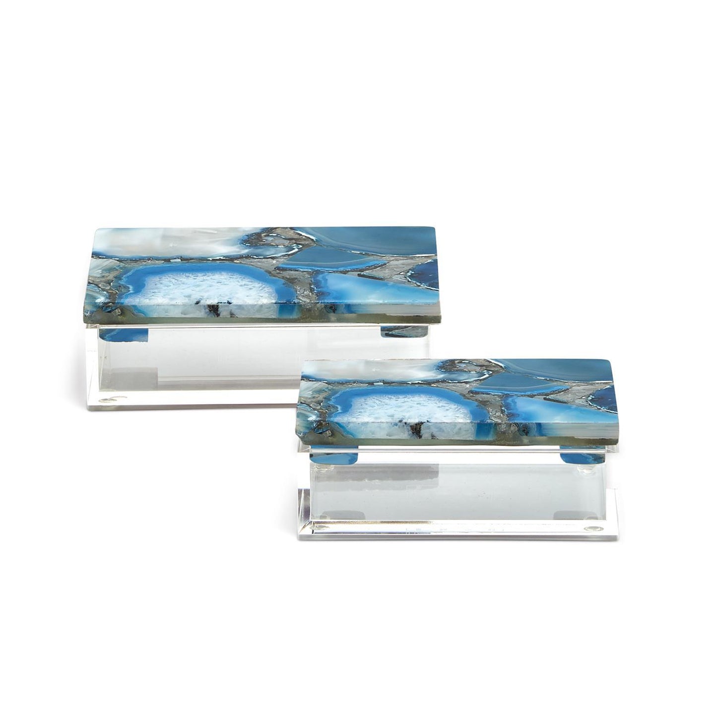 Set of 2 Blue Agate Boxes