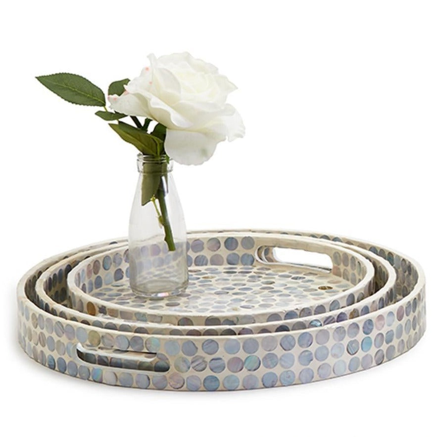 Slate Gray Set of 3 Gallery Tray with Dot Pattern Assorted