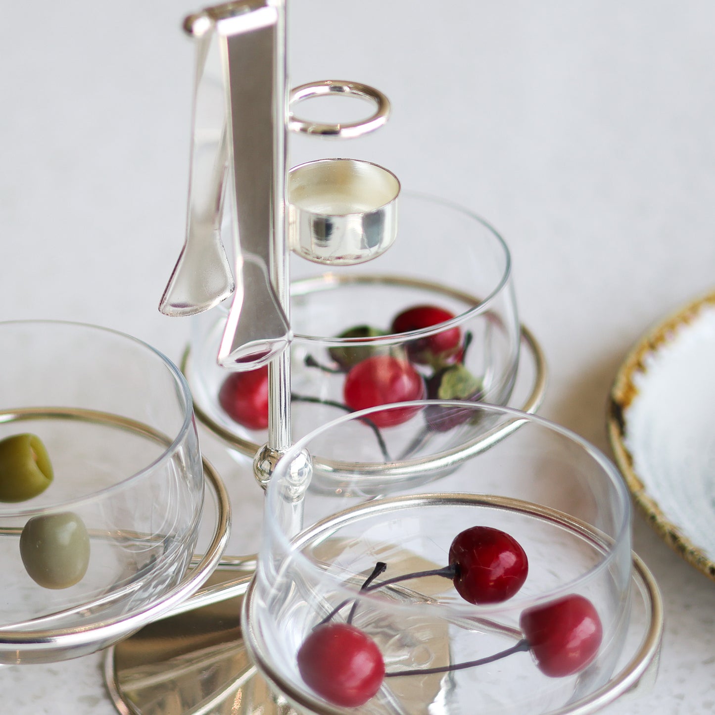 Stand with three glass plates