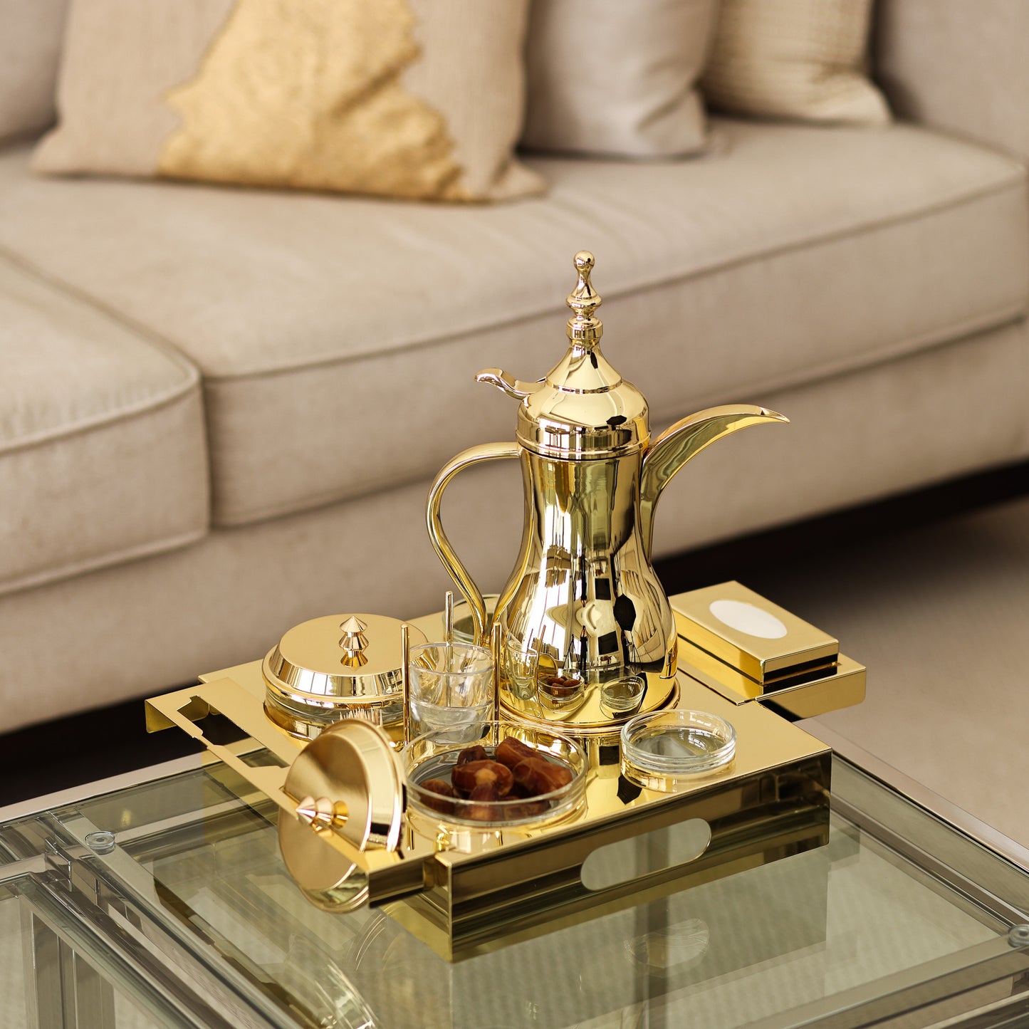 coffee and date tray