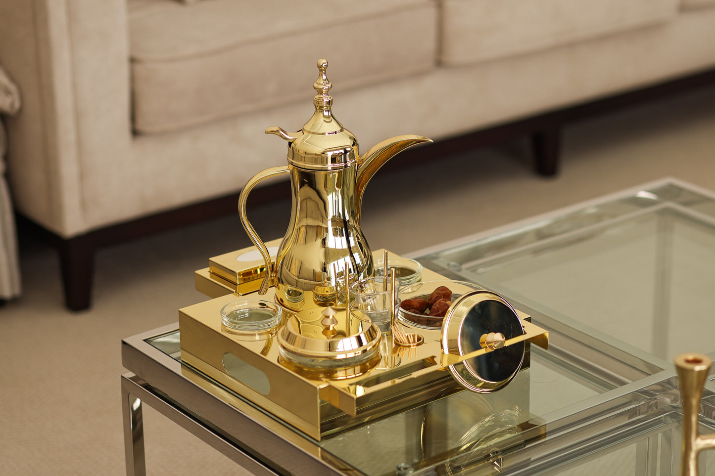 coffee and date tray