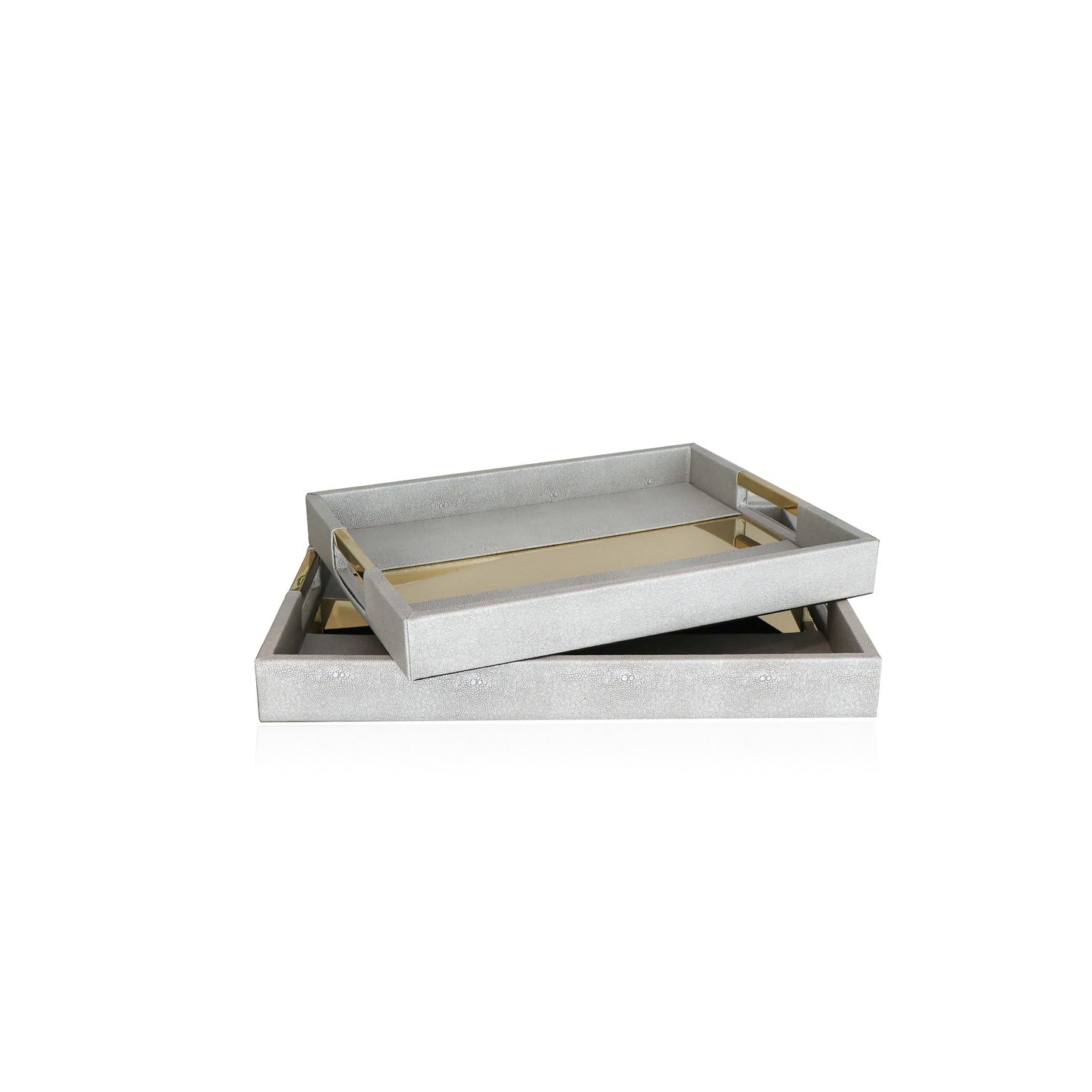 Set of 2 Gray and gold Trays