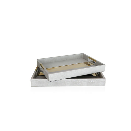 Set of 2 Gray and gold Trays