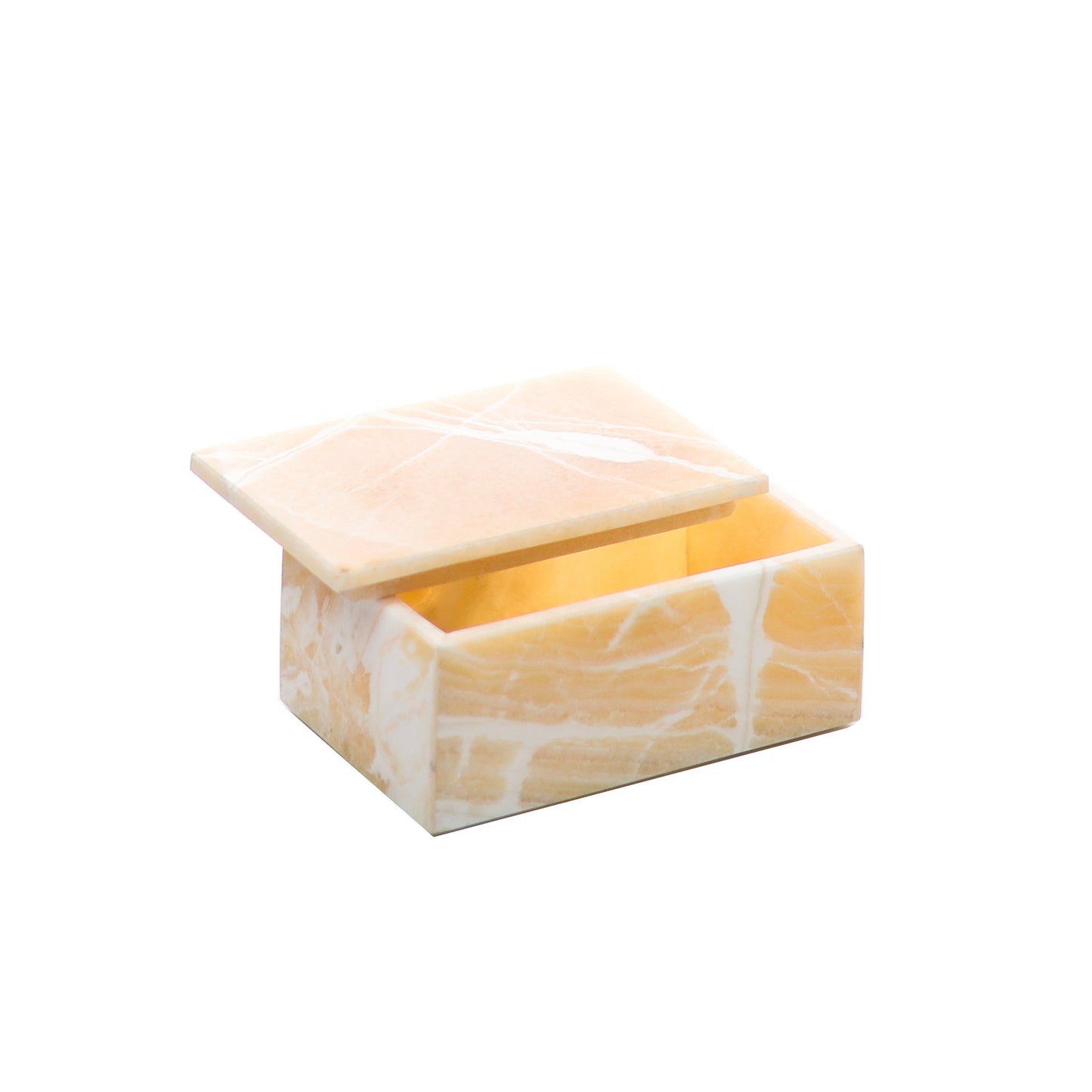 White Onyx Rectangle Covered Box
