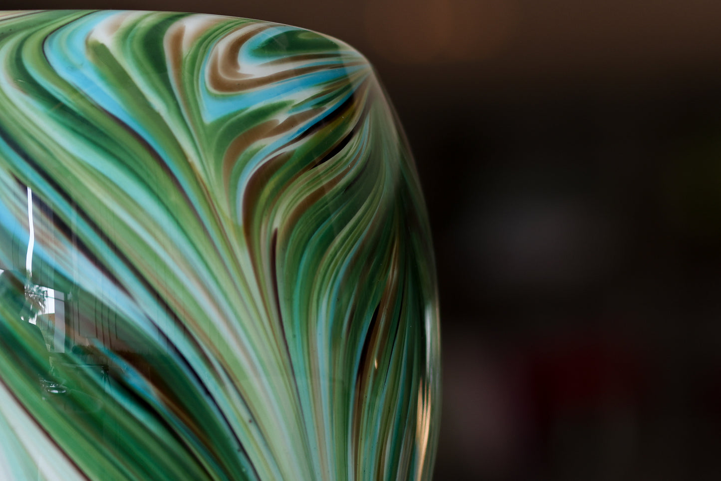 Waves of green round vase