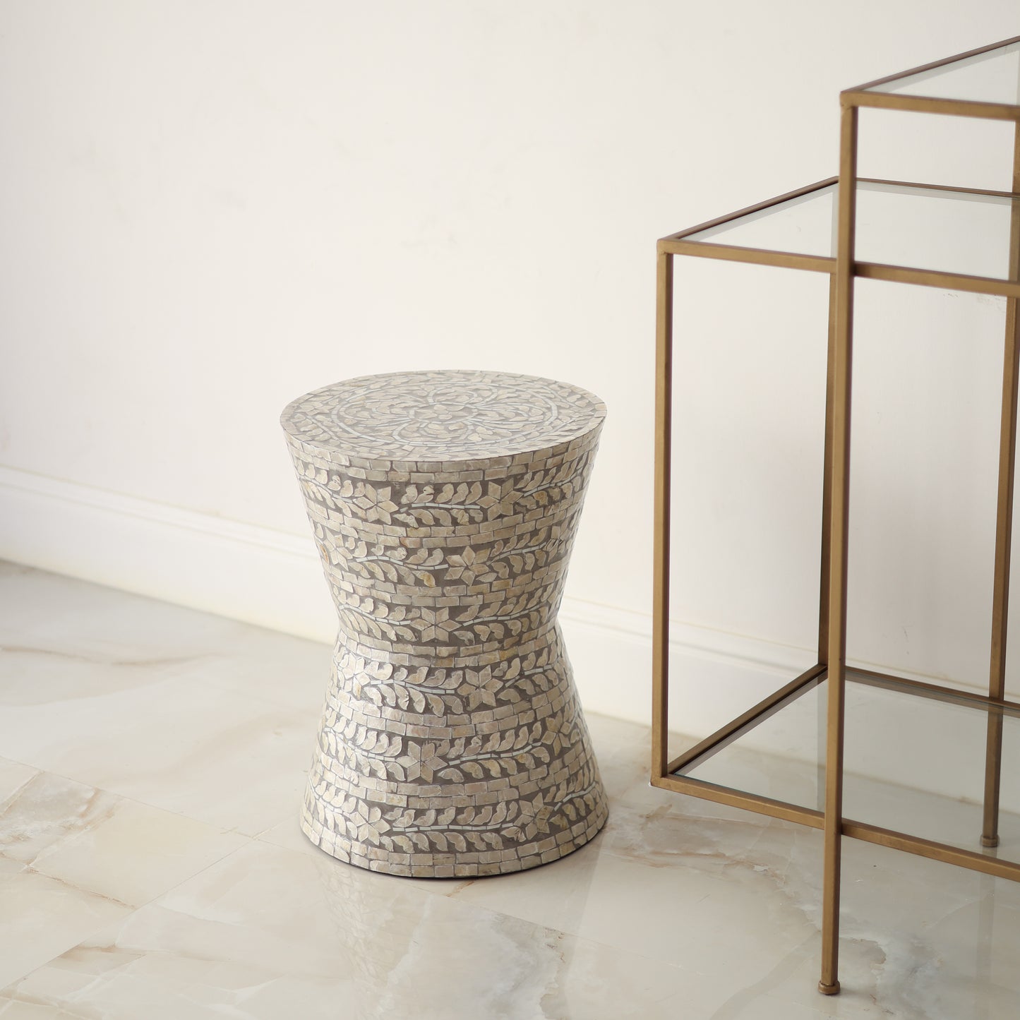 Birch capiz stool