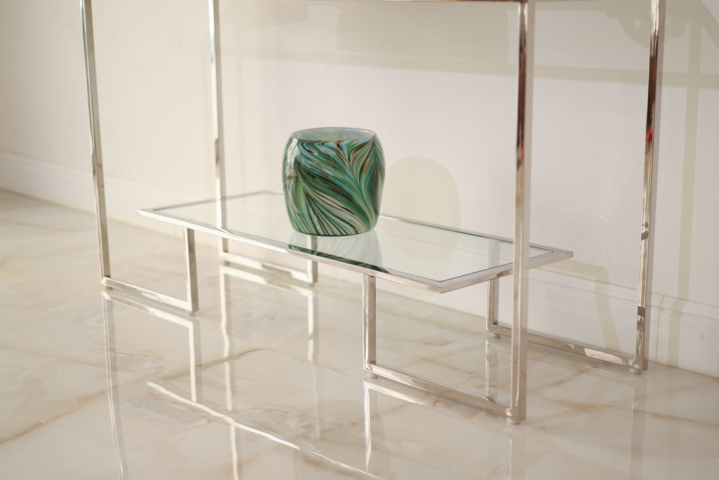 Waves of green round vase
