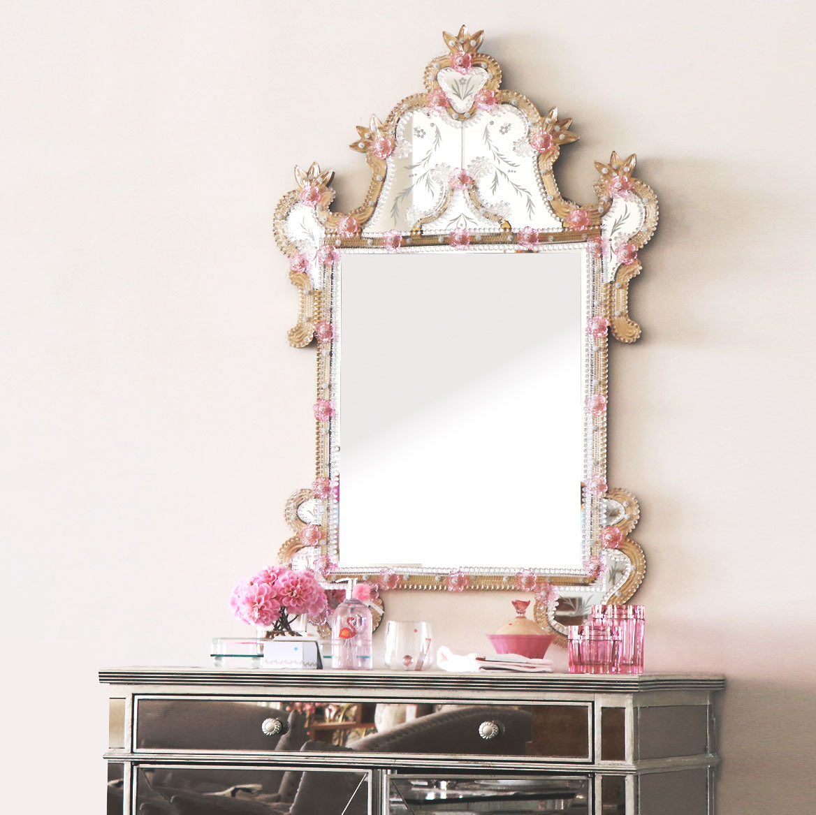 Pink Murano Mirror