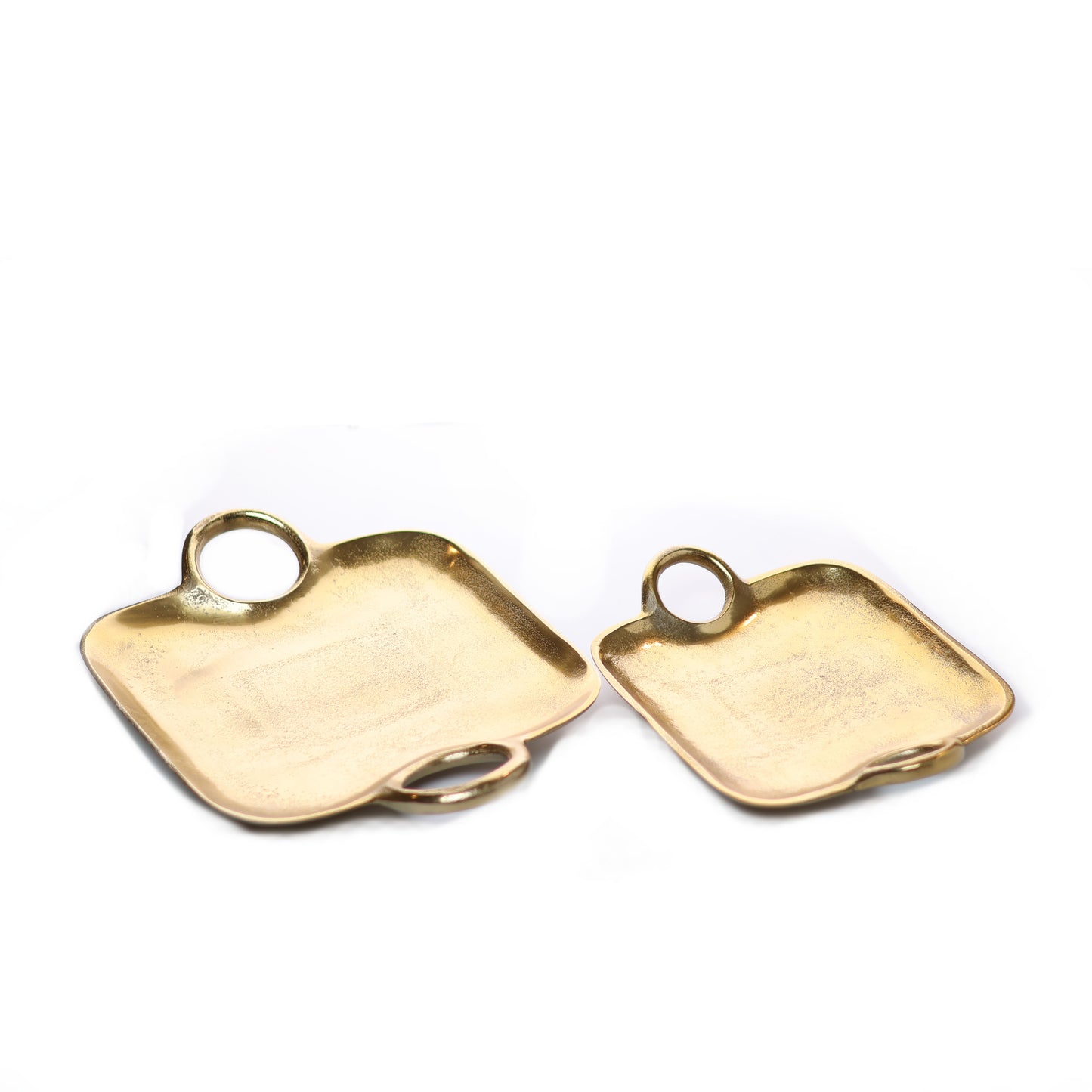 Set of 2 Decorative Gold Tray with Handles