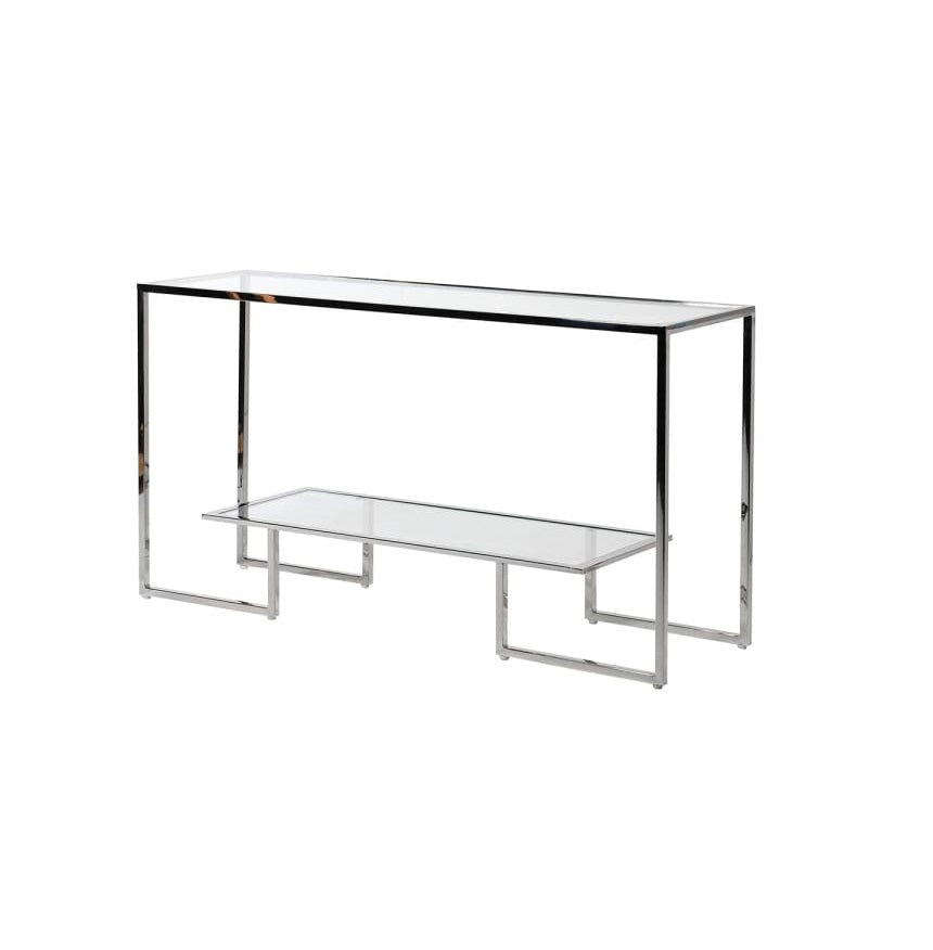 Steel console with glass shelf