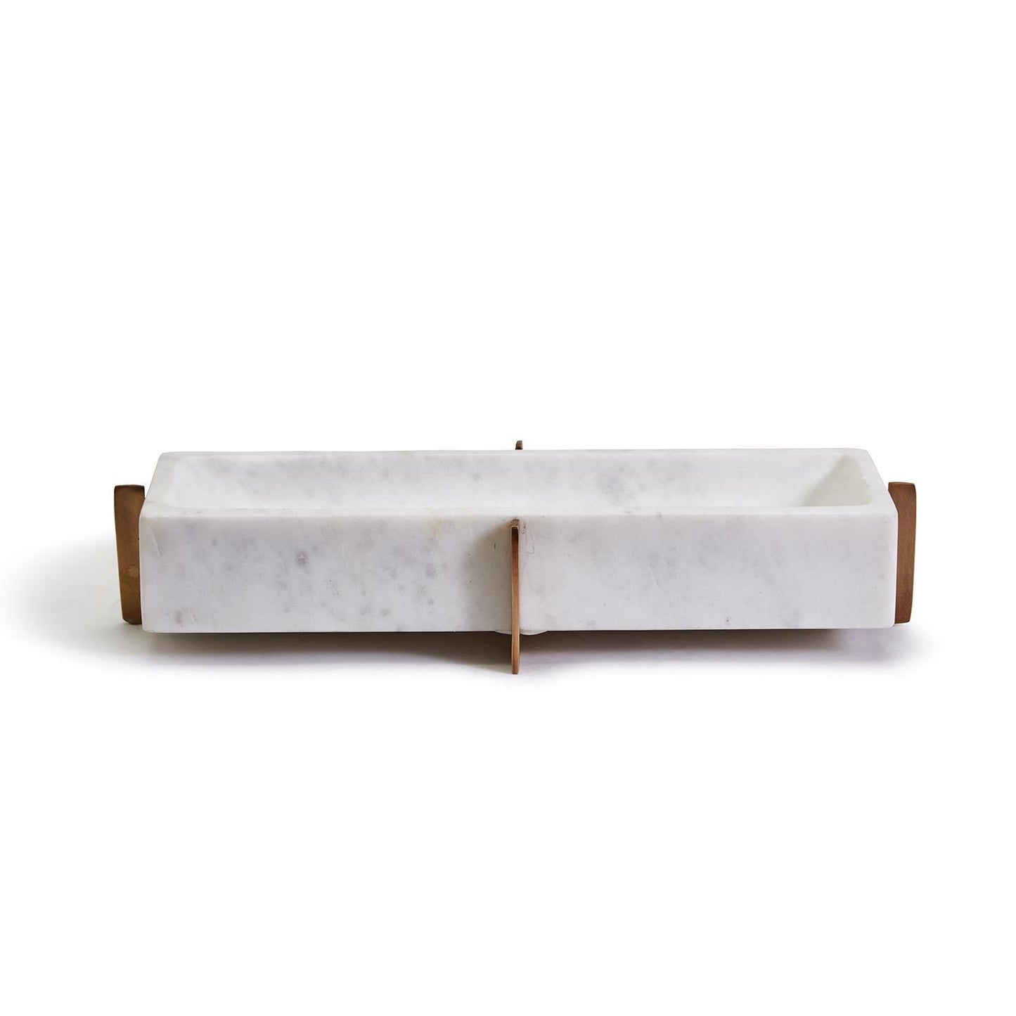 White Marble Rectangular Tray with Gold Stand