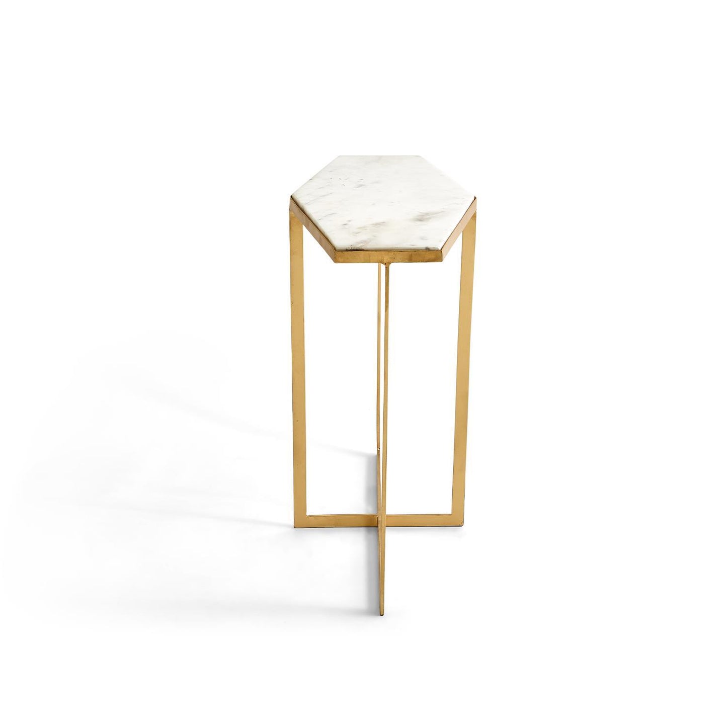 White marble hexagon table