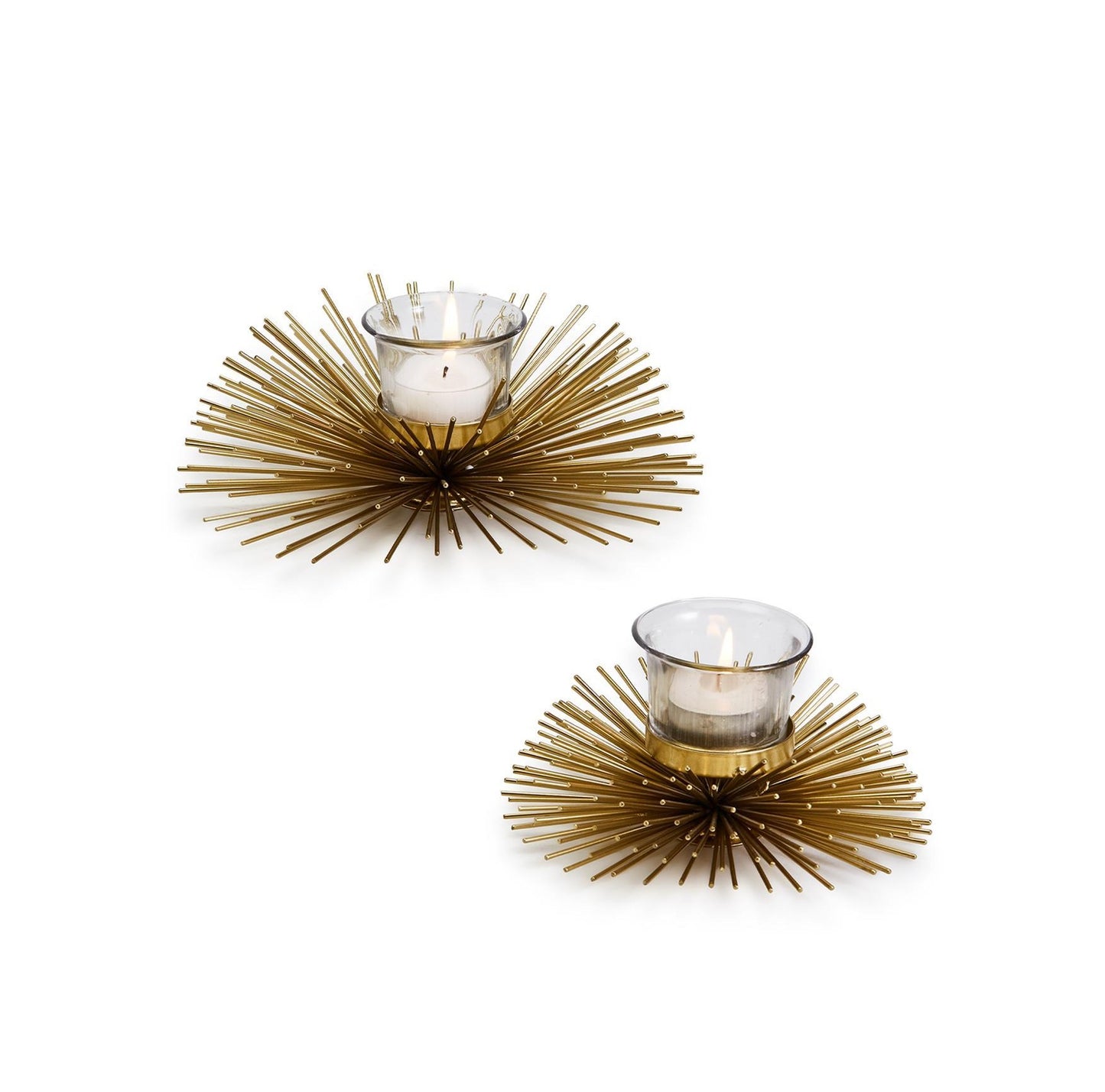 Set of 2 Sunburst Glass Votive