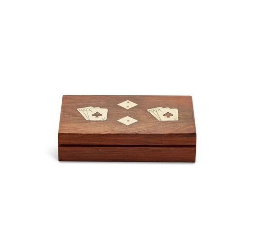 Wood Crafted Playing Card/Dice Game Set