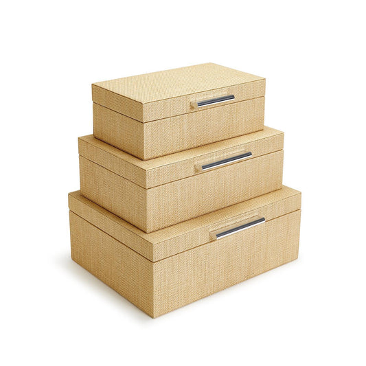 Set of 3 Hinged Boxes with Lining