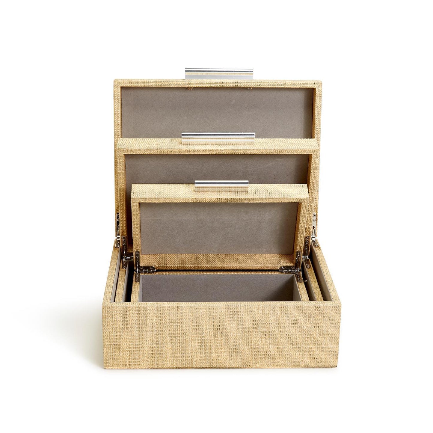 Set of 3 Hinged Boxes with Lining