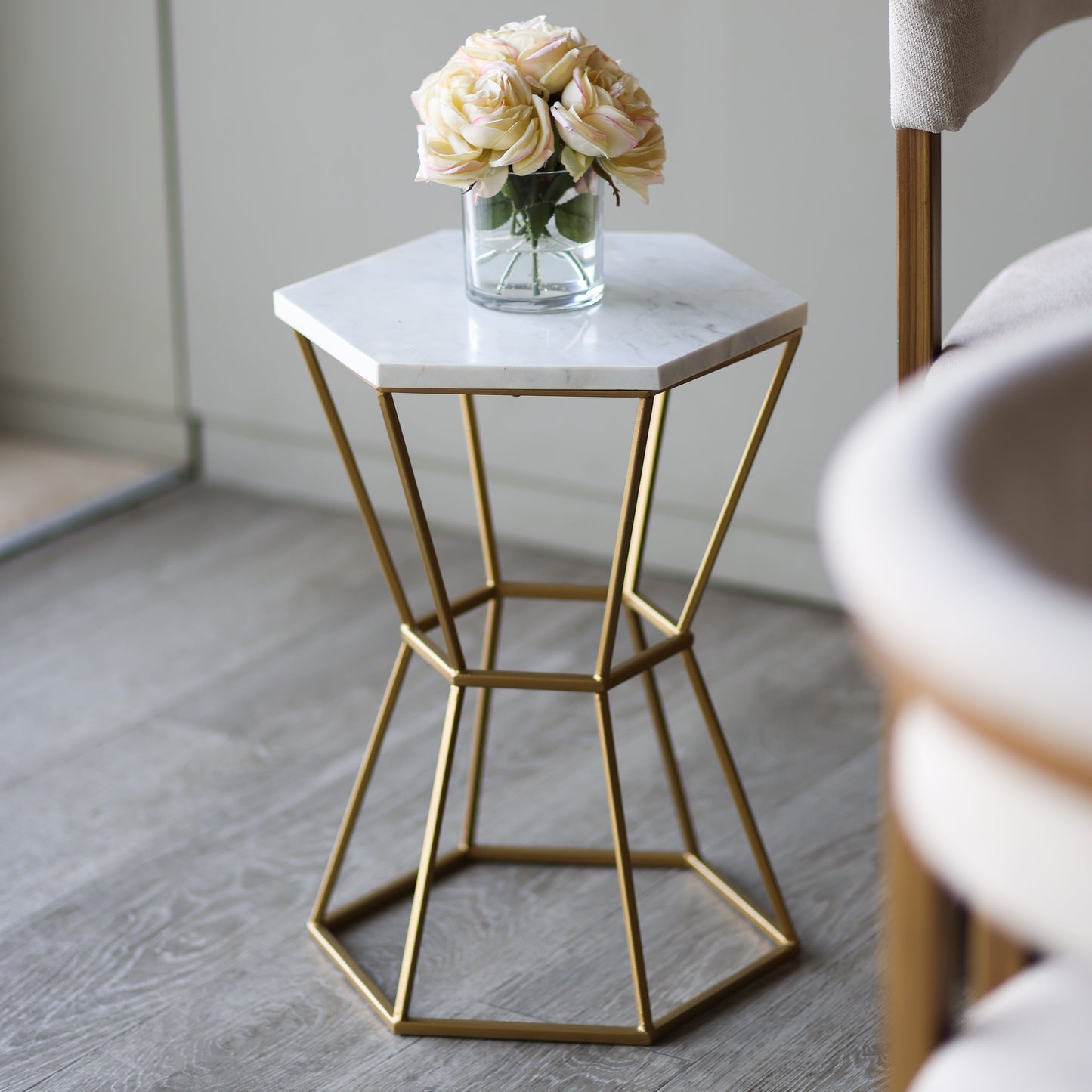 Marble Table with Gold Base
