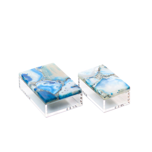 Set of 2 Blue Agate Boxes