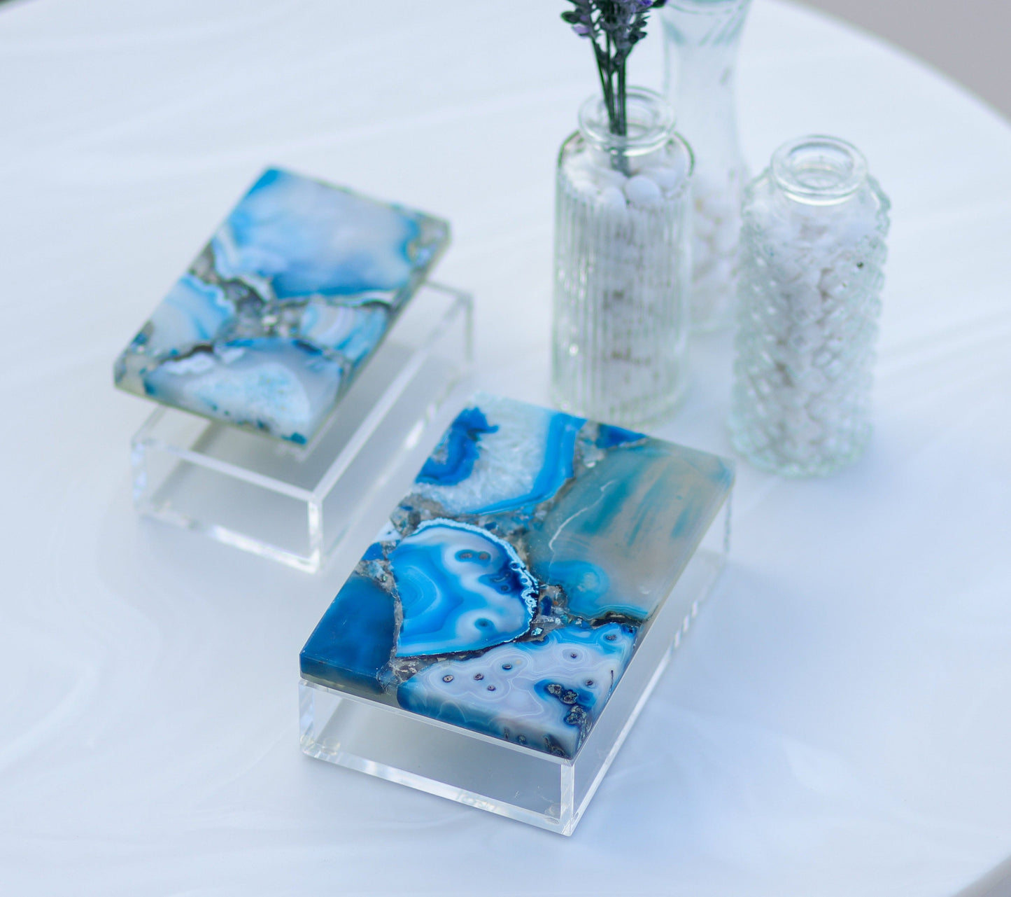 Set of 2 Blue Agate Boxes