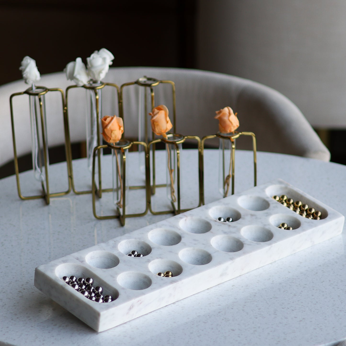 Mancala Game with 48 Metal Game Pieces