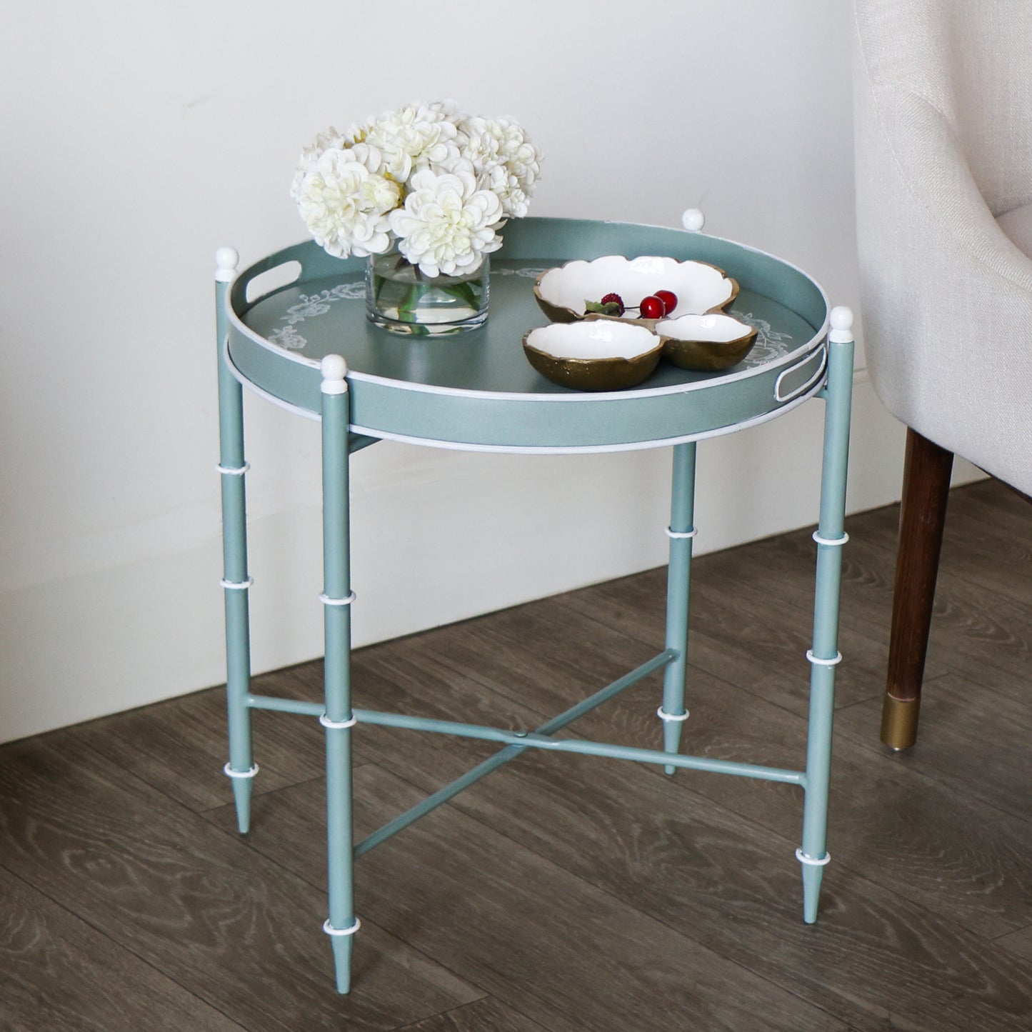 Hand-Painted Floral Pattern Side / End Table