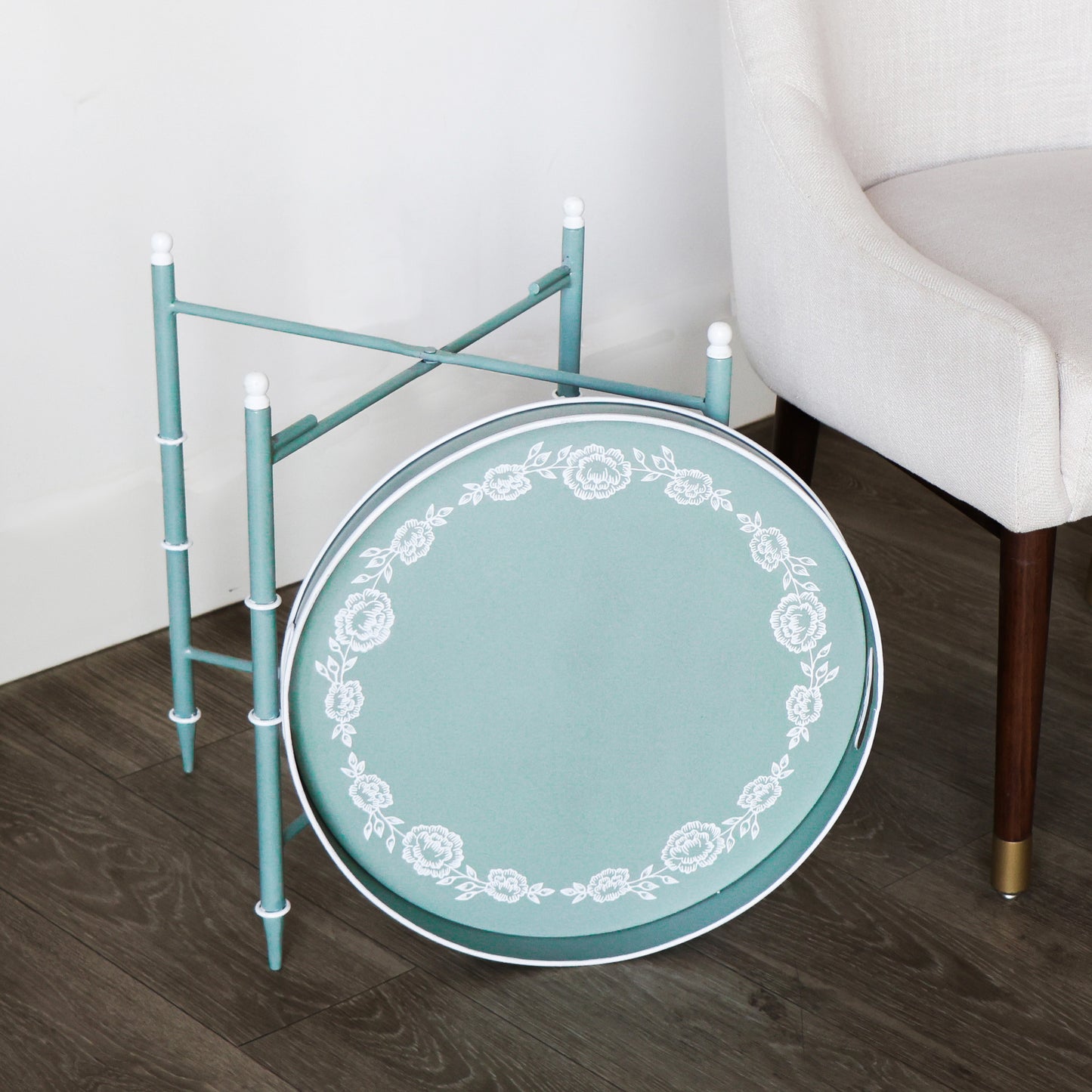 Hand-Painted Floral Pattern Side / End Table