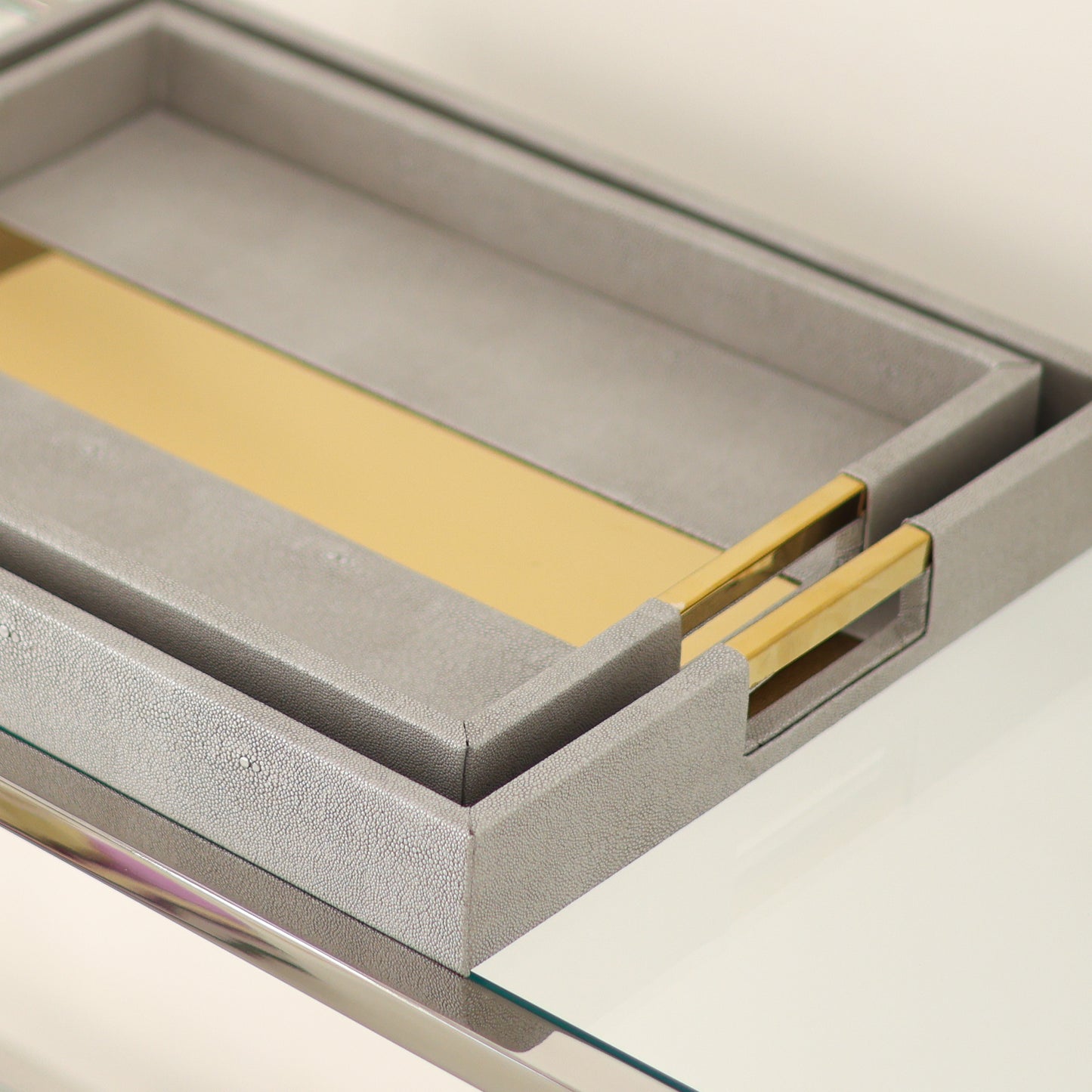 S/2 Gray and gold Trays