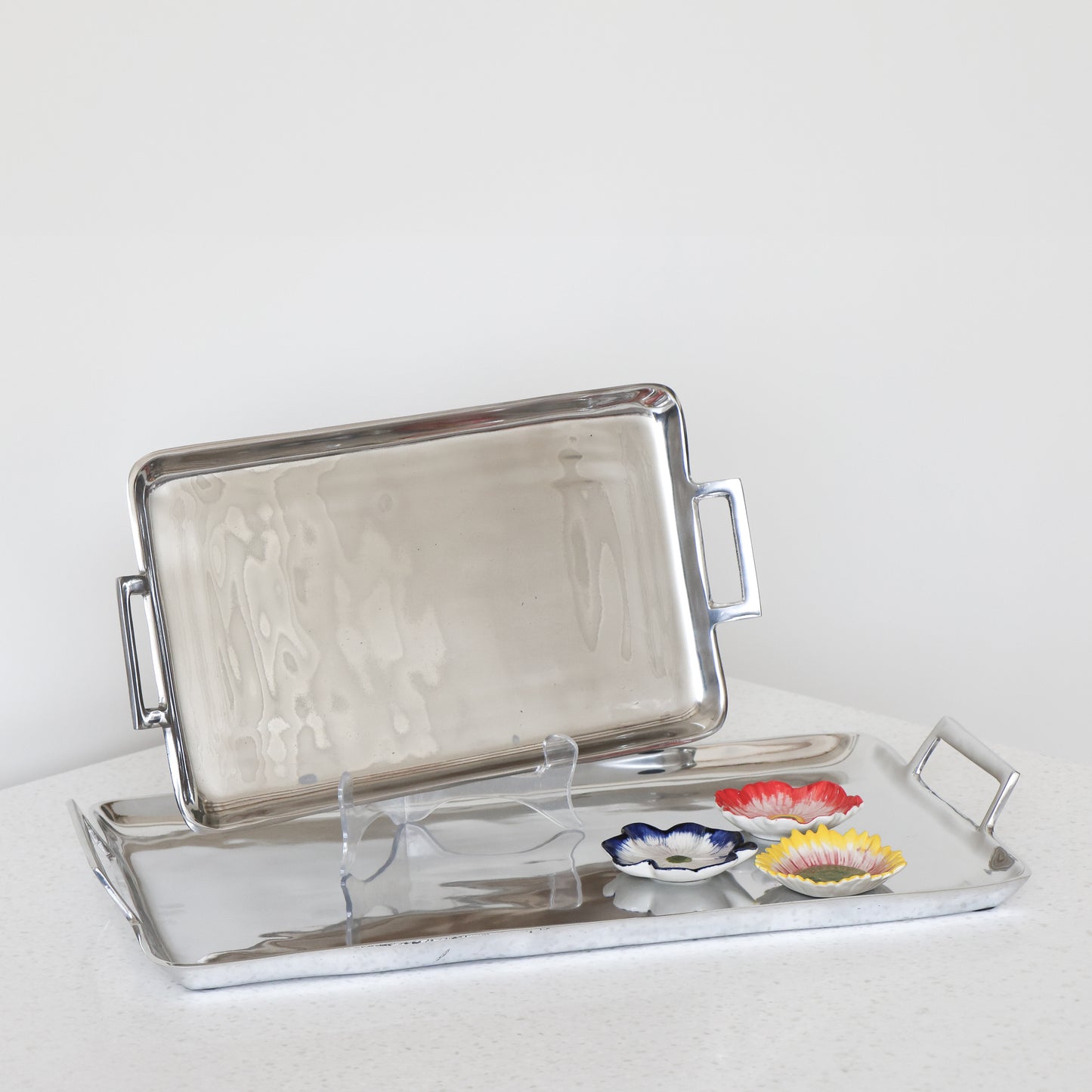 Set of 2 Silver Tray
