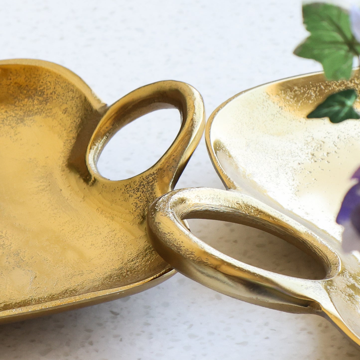 Set of 2 Decorative Gold Tray with Handles