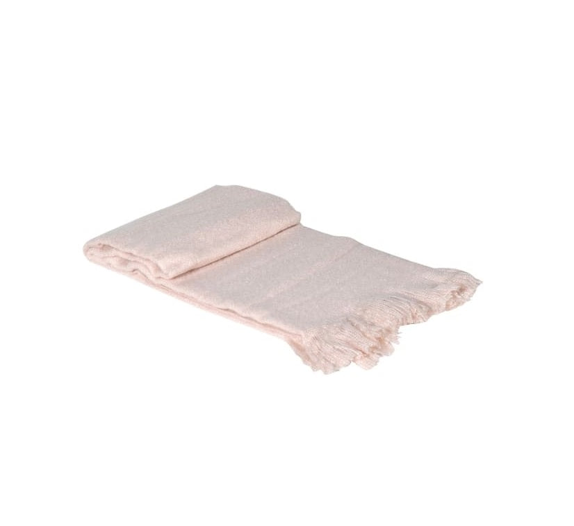 Pale pink fluffy blanket w/tassel