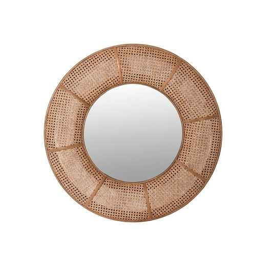 Round rattan wall mirror