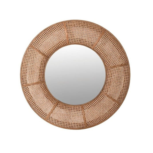 Round rattan wall mirror