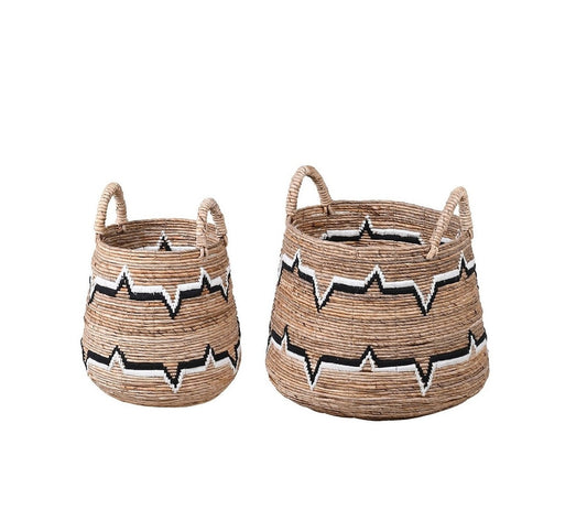 Set of 2 Woven rope baskets with handl